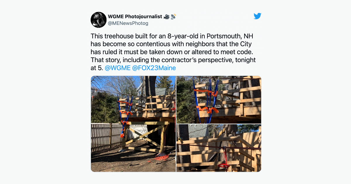 Treehouse Trouble: Massive treehouse causes dispute in NH neighborhood - Vimarsana News